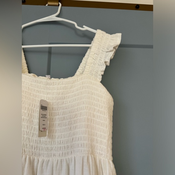 NWT Soma White Smocked Maxi Invisible Support Dress - Picture 2 of 9